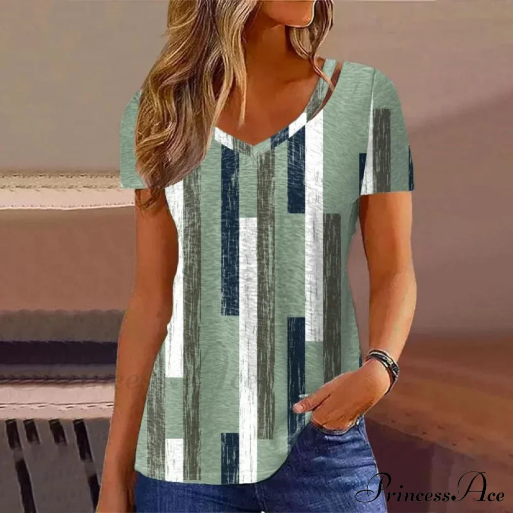 T-Shirt With Casual Contrast Stripes Blouses