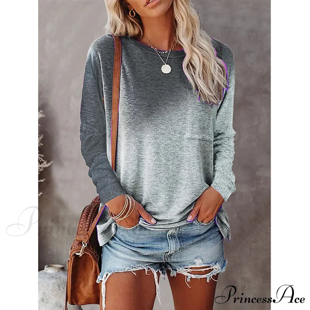 Women's Drawing T-Shirt Crew Neck Basic Top Gray __stock:200 clothes refund_fee:1200 tops