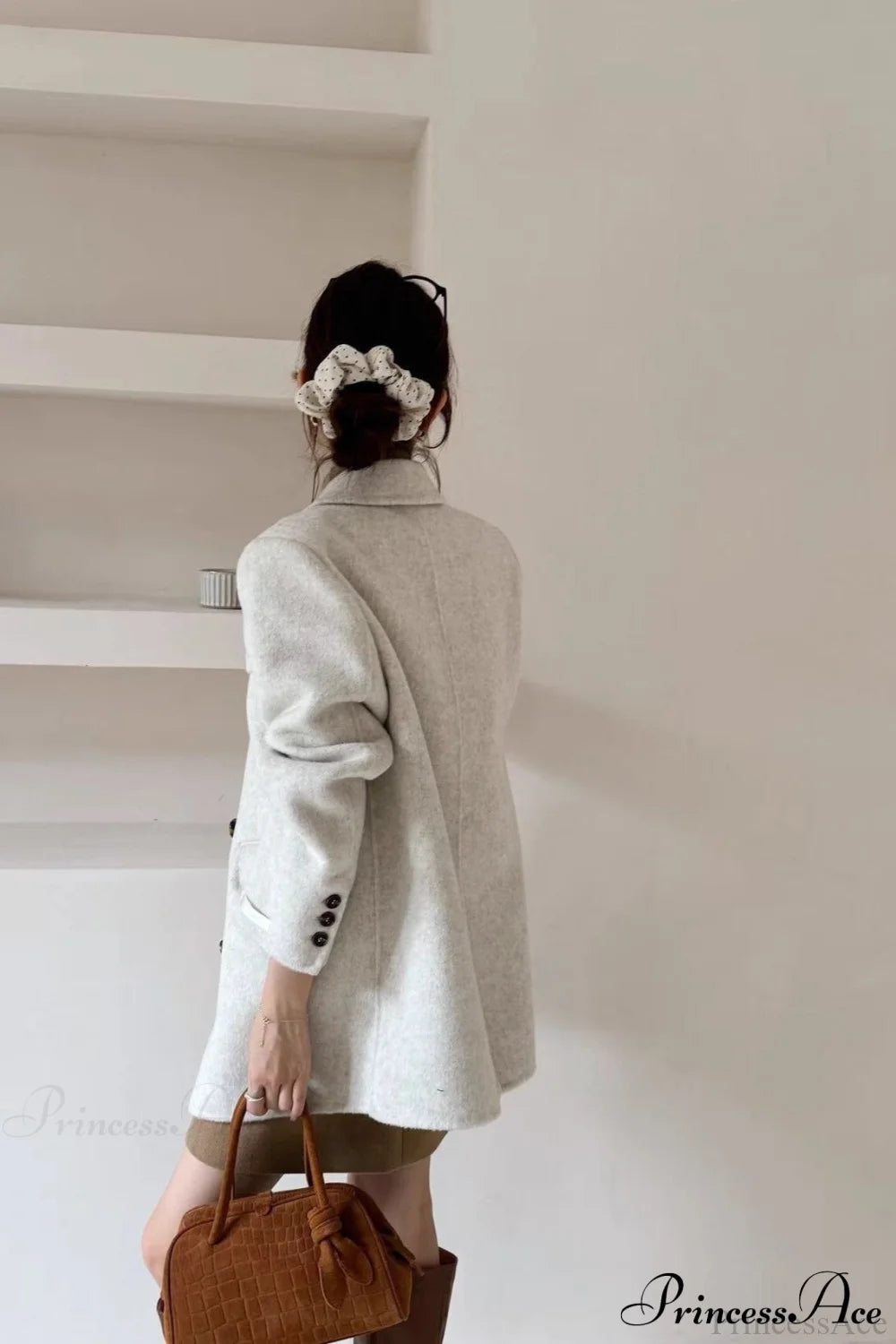 Tailored Collar Double-Face Wool Midi Coat