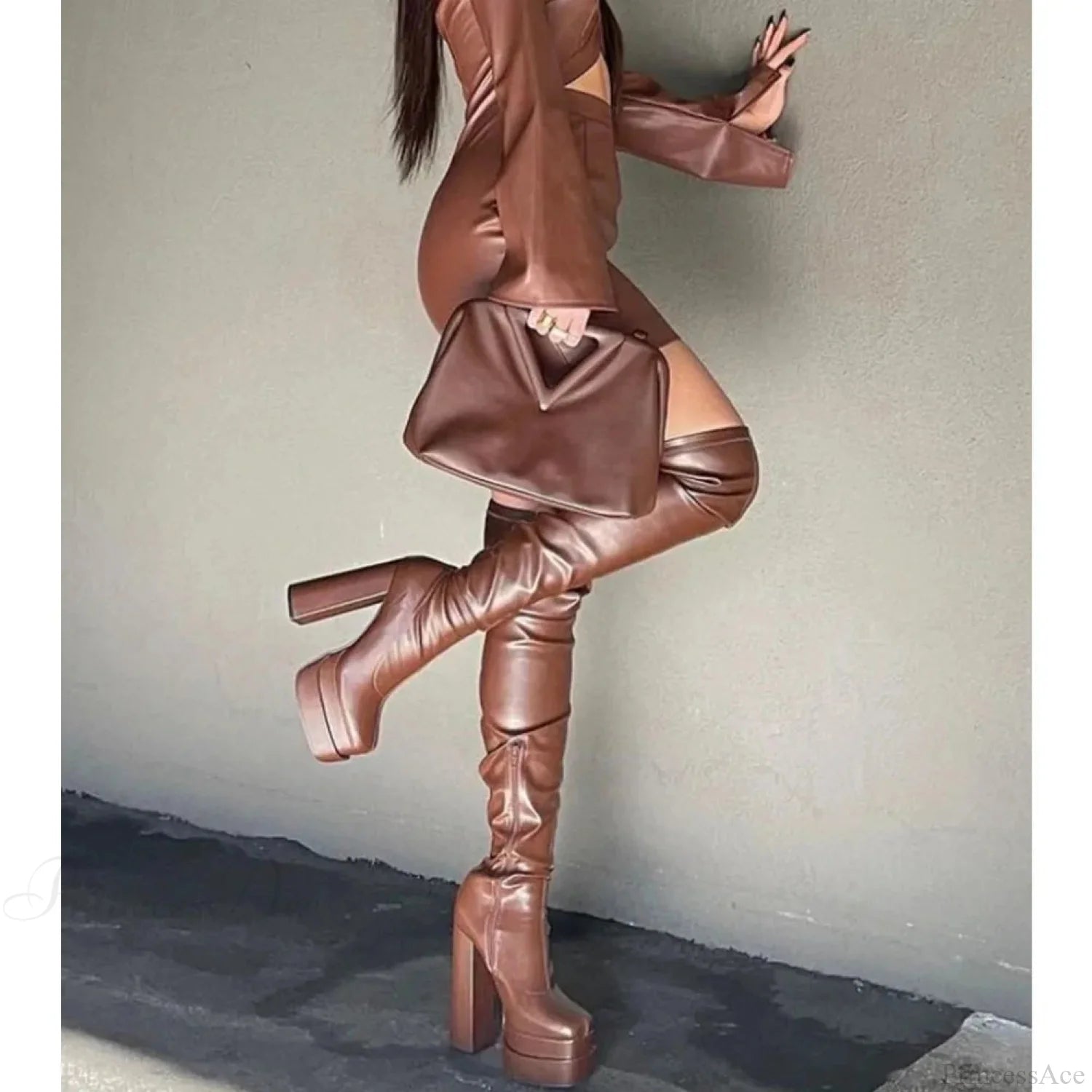 Tall Heeled Above The Knee Platform Winter Boot