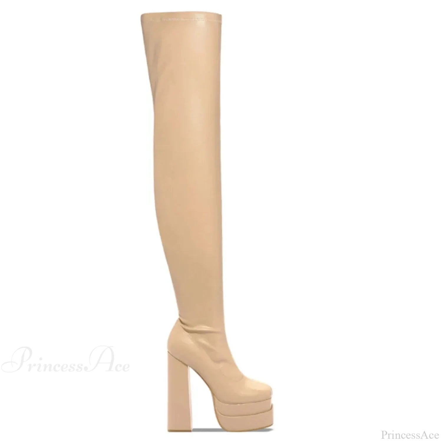 Tall Heeled Above The Knee Platform Winter Boot apricot 1 / 5