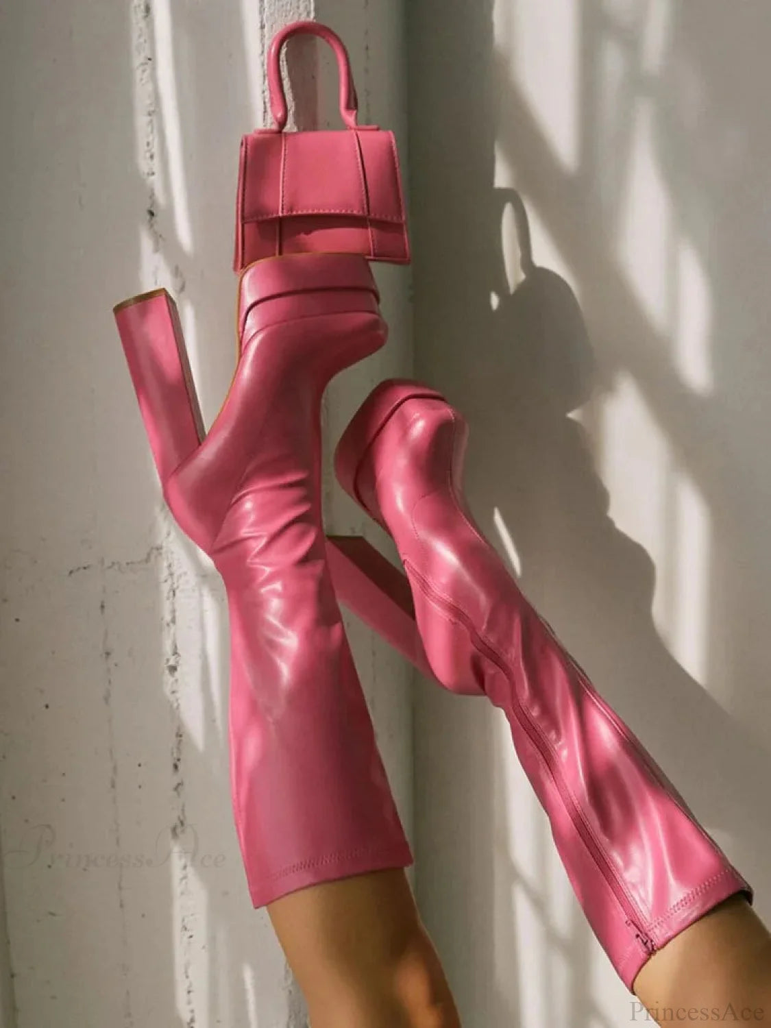 Tall Heeled Above The Knee Platform Winter Boot rosy red 4 / 5