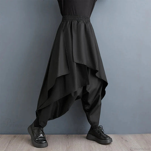 Tall Waist Gothic Broad Leg Pant black / One Size