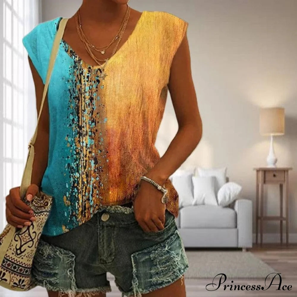 Tank Blend Color Top Blouses