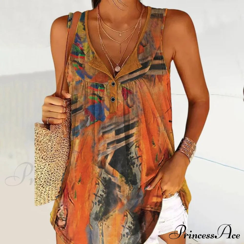 Tank Retro Abstract Top Blouses