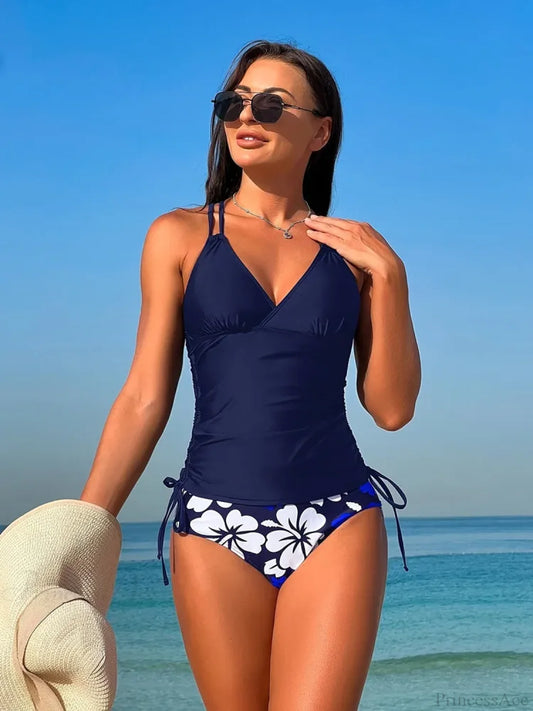 Tankini Brazilian Beachwear Two Piece Set Blue / S