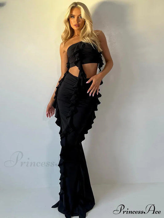 Tassel Birthday Party Outfits Maxi Dress Black / S