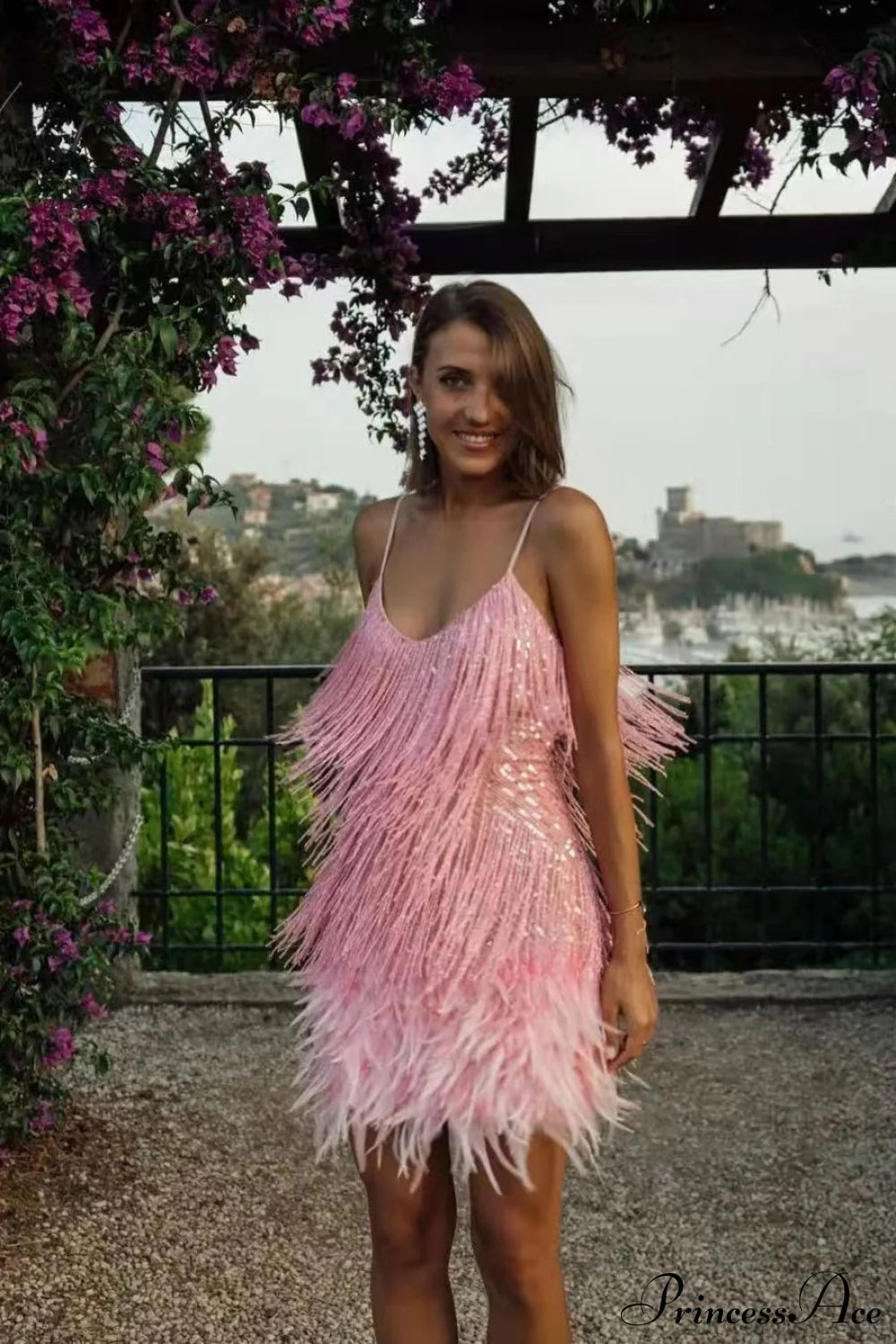 Tassel Sequin V-Neck Bodycon Party Dress