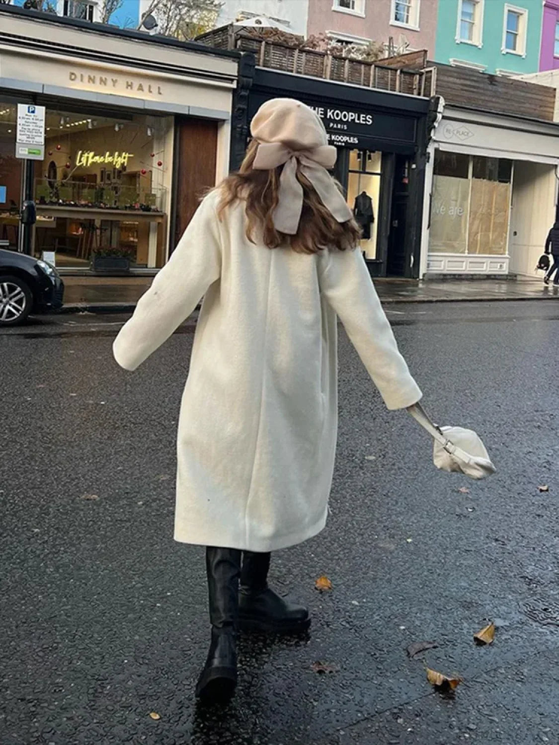 Tassel Turtleneck Irregular Button Overcoat