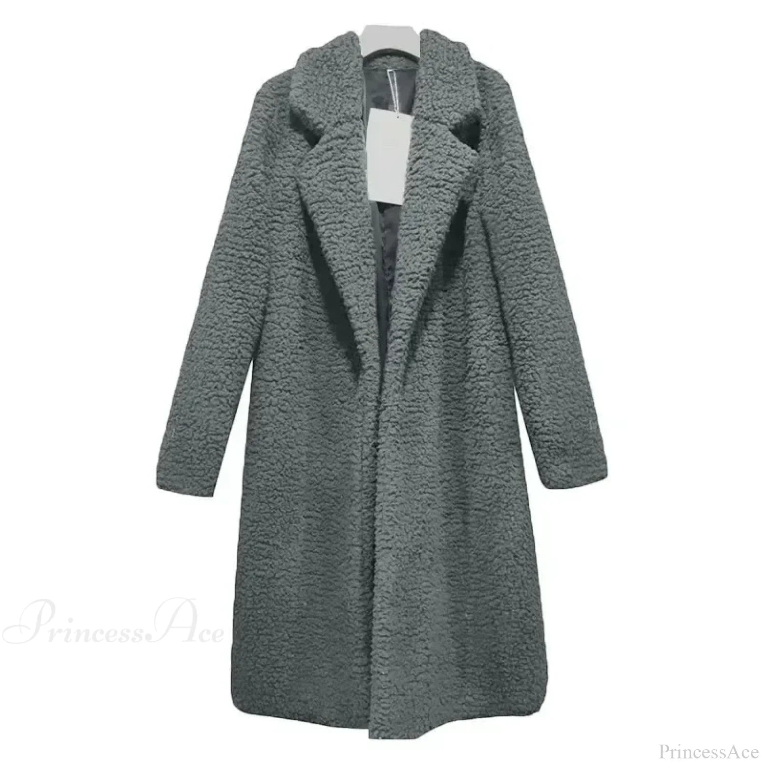 Teddy Bear Plush Turtleneck Overcoat Dark Grey / S