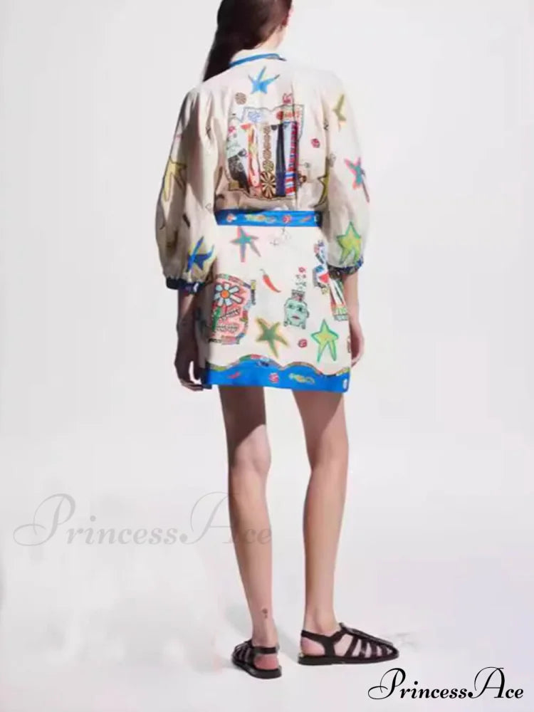 Temperament Peplum Stylish Printed Cardigan Dress Dresses