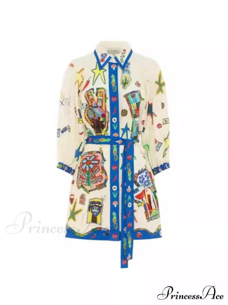 Temperament Peplum Stylish Printed Cardigan Dress Dresses