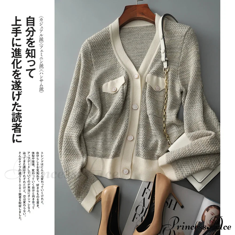 Temperament Small Fragrant Wind Cashmere Loose V-Neck Thin Cardigan