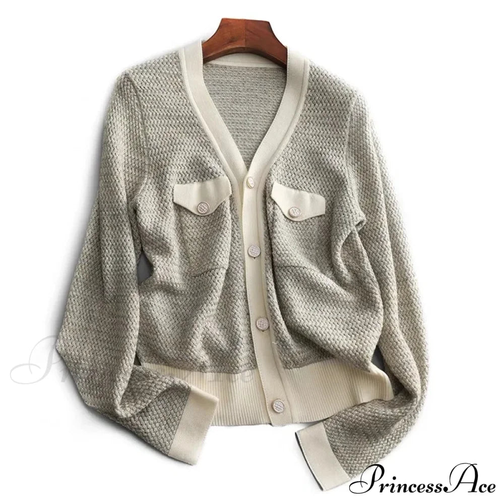 Temperament Small Fragrant Wind Cashmere Loose V-Neck Thin Cardigan