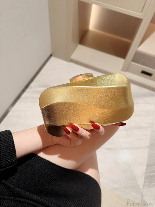 Textured Square Box Evening Wedding Clutch Bag Gold / Mini(Max Length<20cm) clutchbag-250126