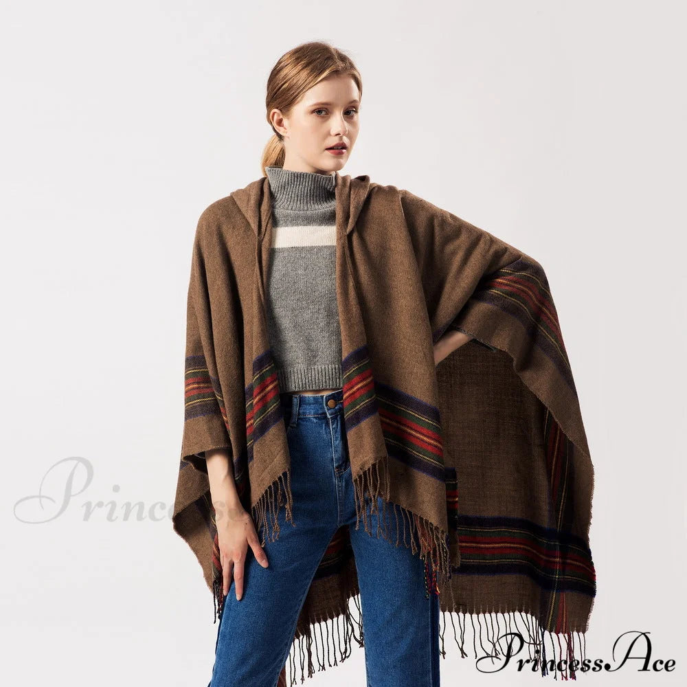 Thick Jacquard Faux Cashmere Stylish Elegant Long Warm Hooded Scarf