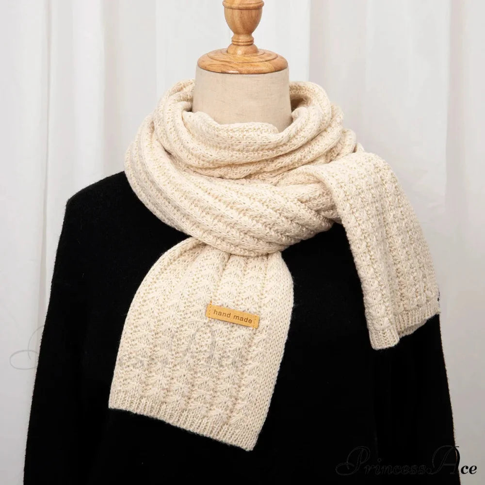 Thick Knitted Cashmere Lady Korean Style Winter Scarf Apricot Scarfs-L