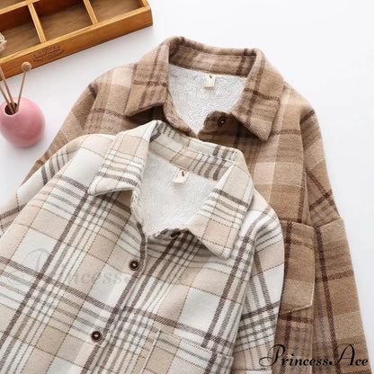 Thick Velvet Plaid Shirts Jacket