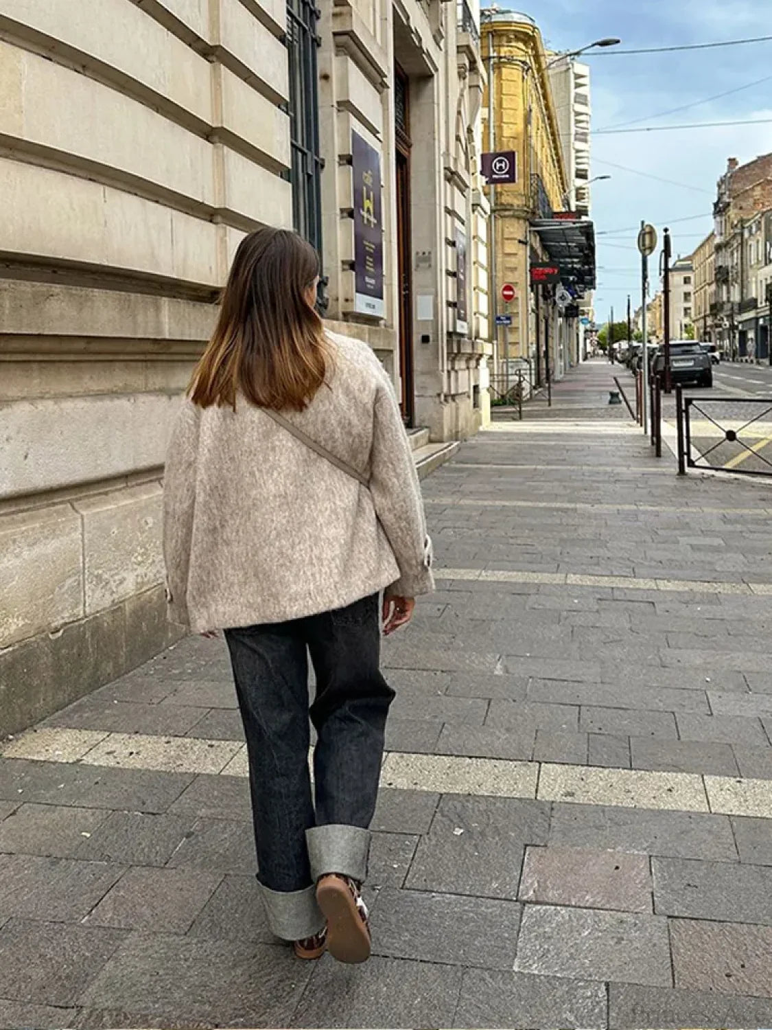 Thick Woolen Cropped Coat