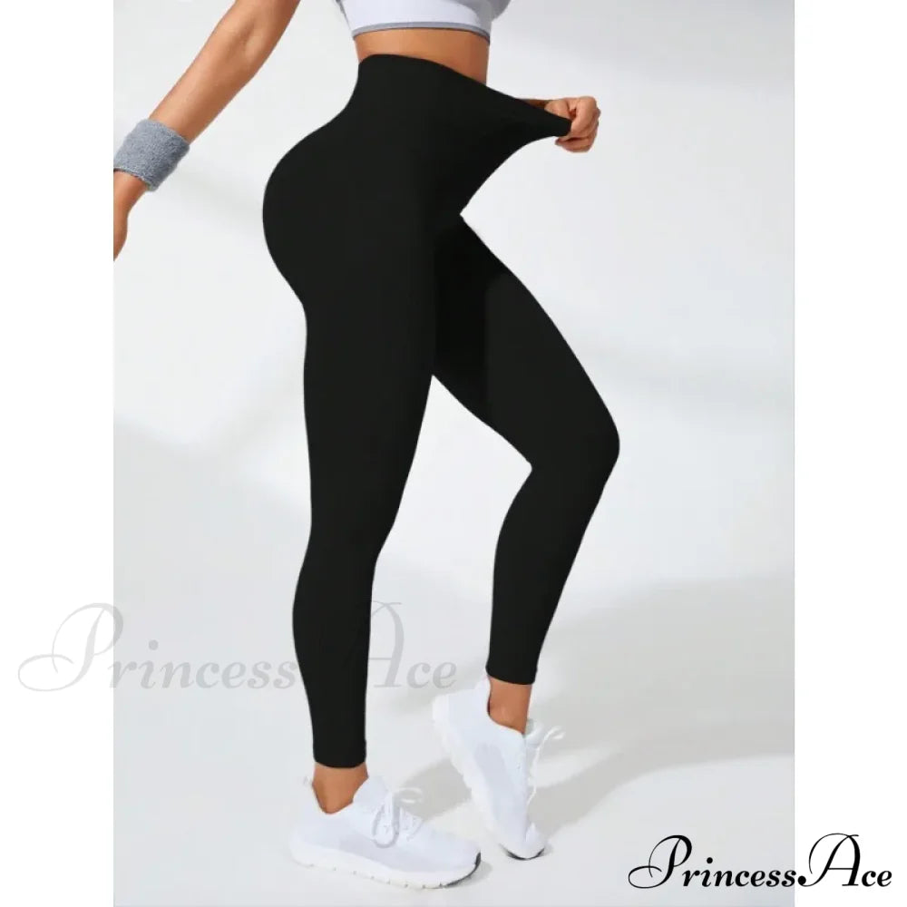 Thread Seamless High Waist Elastic Gym Legging Black / S