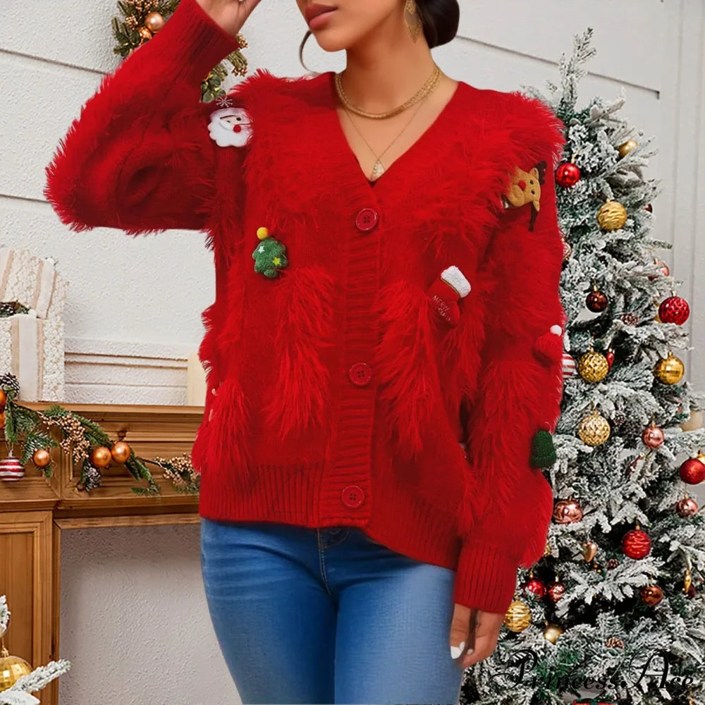 Three Decoration Lace Detail Cardigan Cardigan-241208