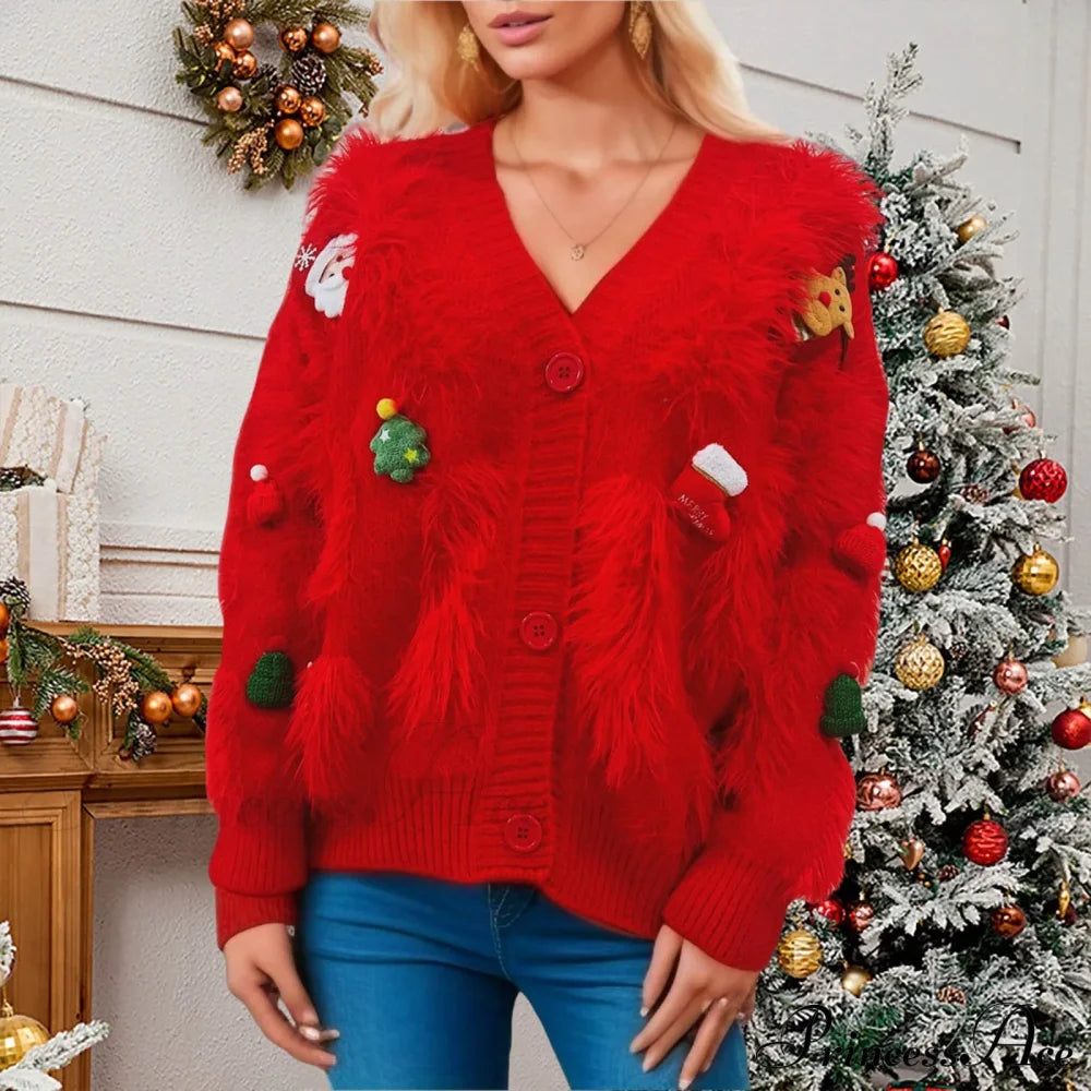 Three Decoration Lace Detail Cardigan Cardigan-241208