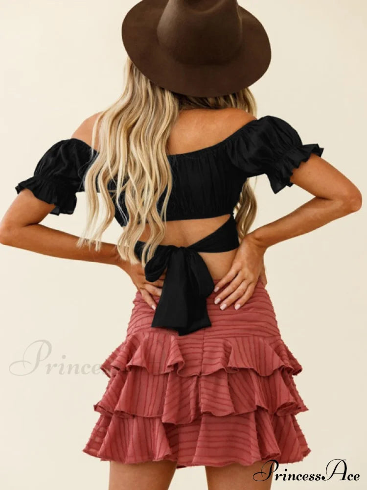 Tie-Back Top Crop Short-Sleeved Ruffle Women’s Oktoberfest