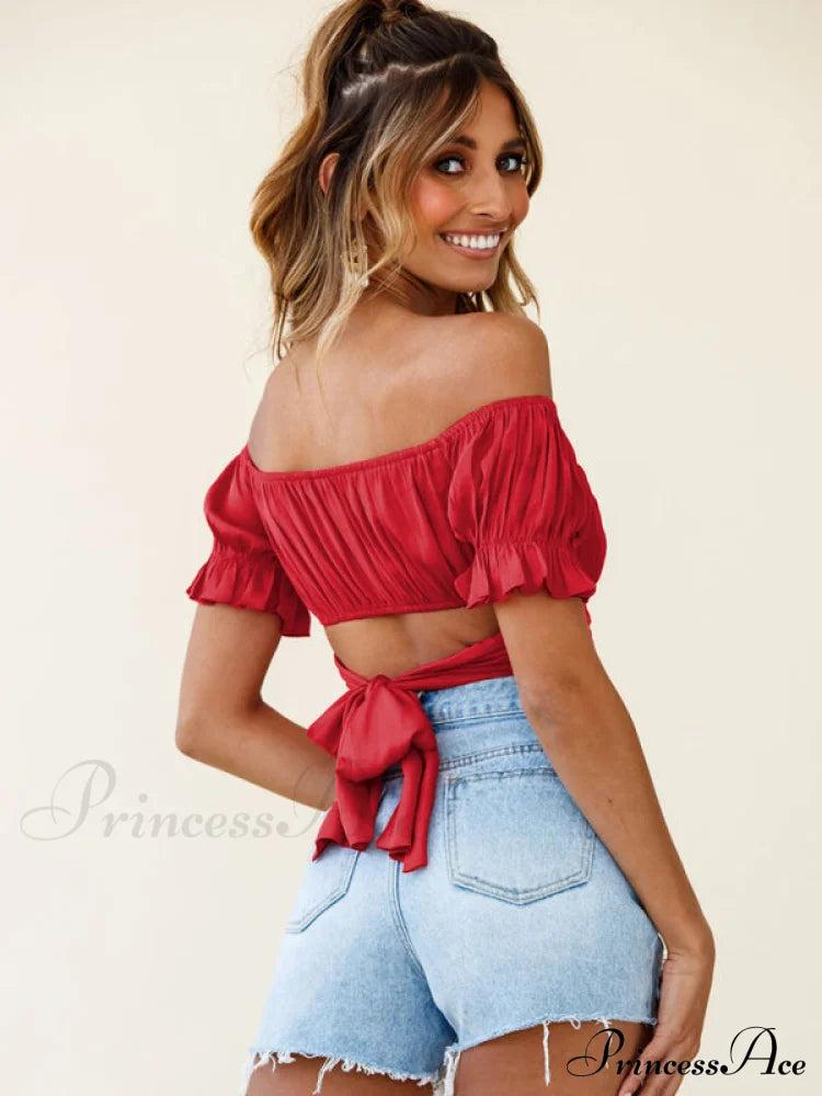 Tie-Back Top Crop Short-Sleeved Ruffle Women’s Oktoberfest