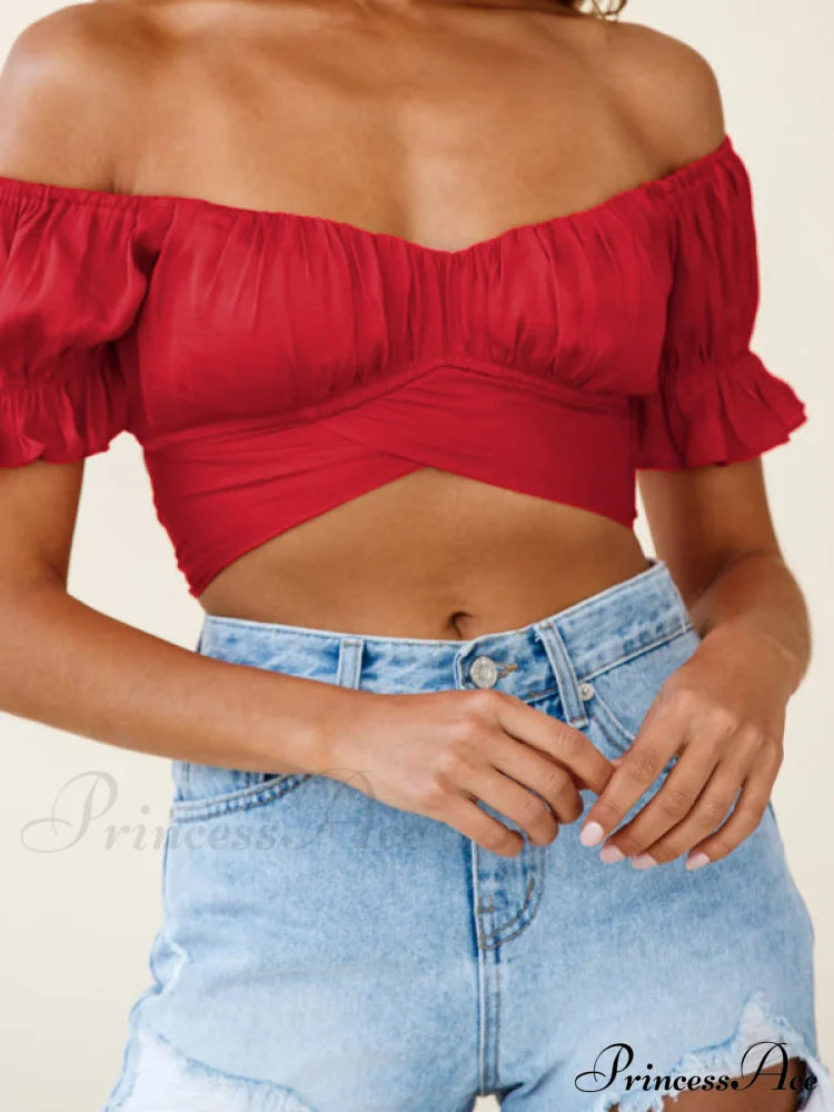 Tie-Back Top Crop Short-Sleeved Ruffle Women’s Oktoberfest