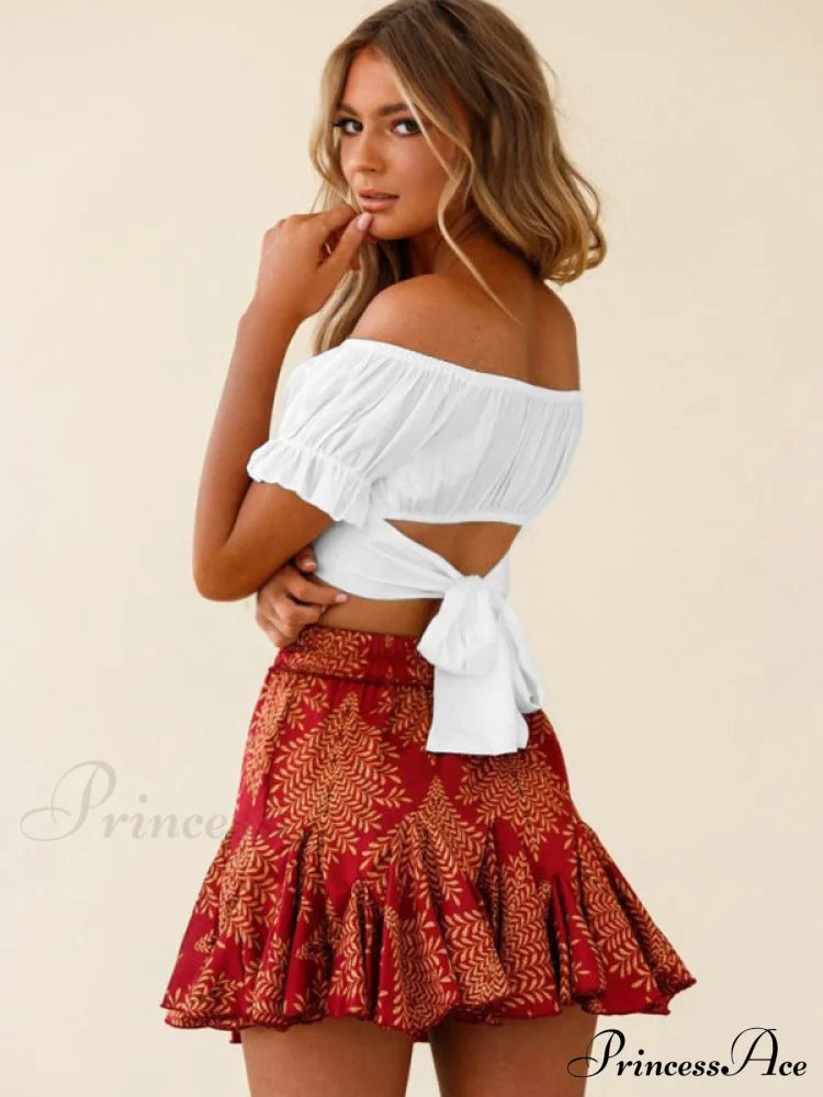 Tie-Back Top Crop Short-Sleeved Ruffle Women’s Oktoberfest