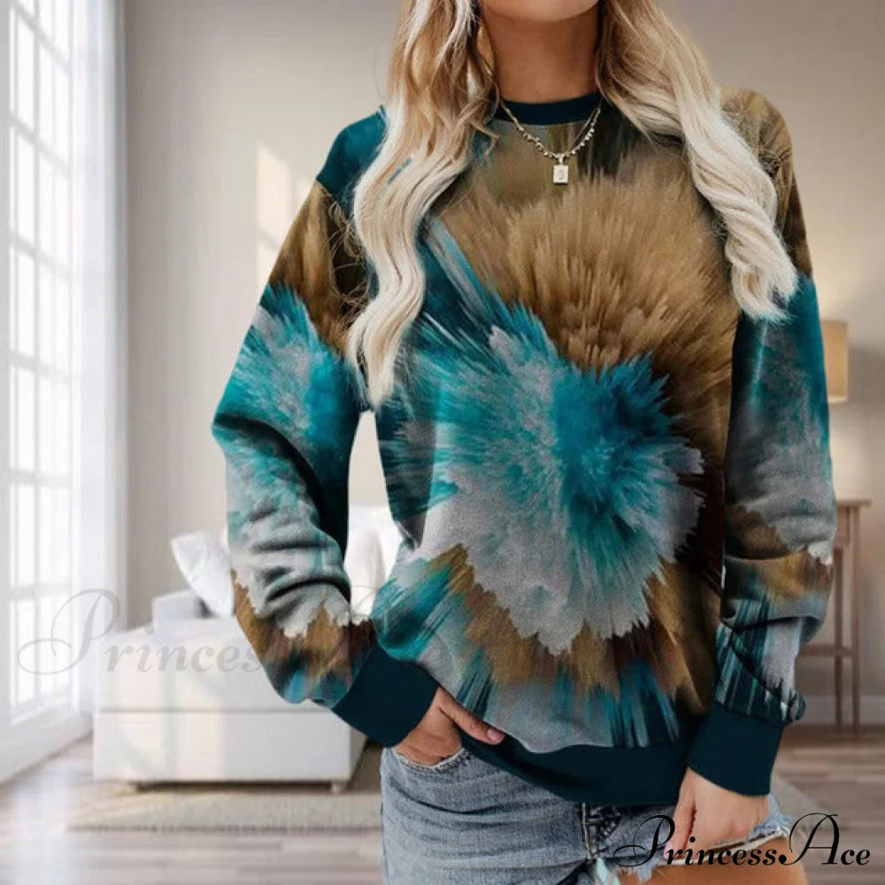 Tie-Dye Casual Sweatshirt Blouses