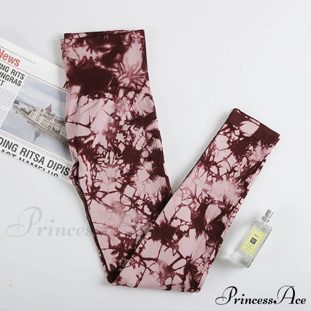 Tie Dye Sport Leggings Wine / S