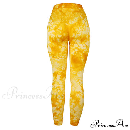 Tie Dye Sport Leggings Yellow / S