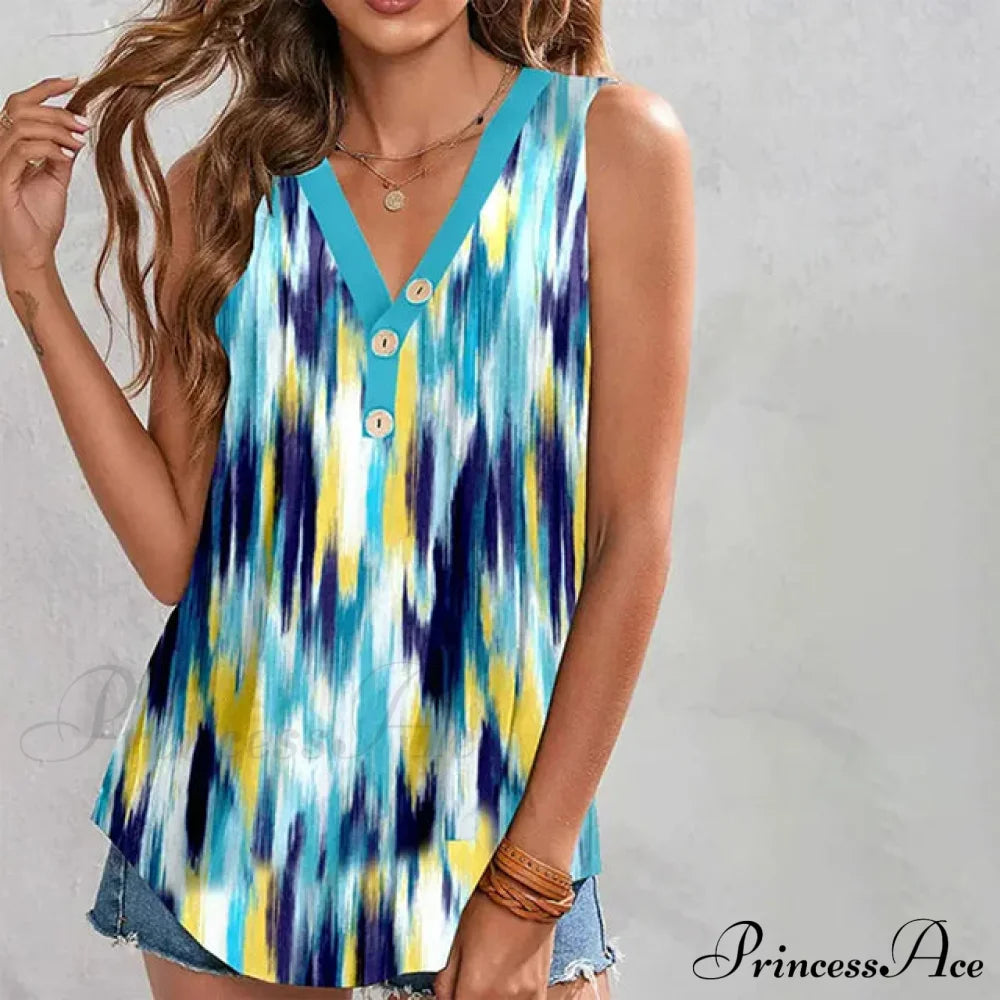 Tie-Dye Tank Top Blouses