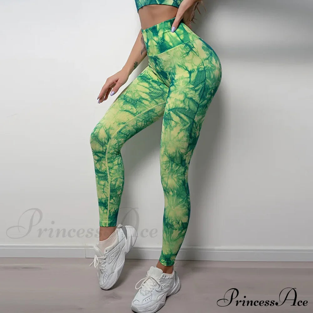 Tie Dye Waist Seamless Printed Elastic Workout Legging