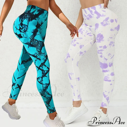 Tie-Dyed Quick-Dry 3D Printing Fitness Legging