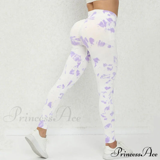 Tie-Dyed Quick-Dry 3D Printing Fitness Legging White / S