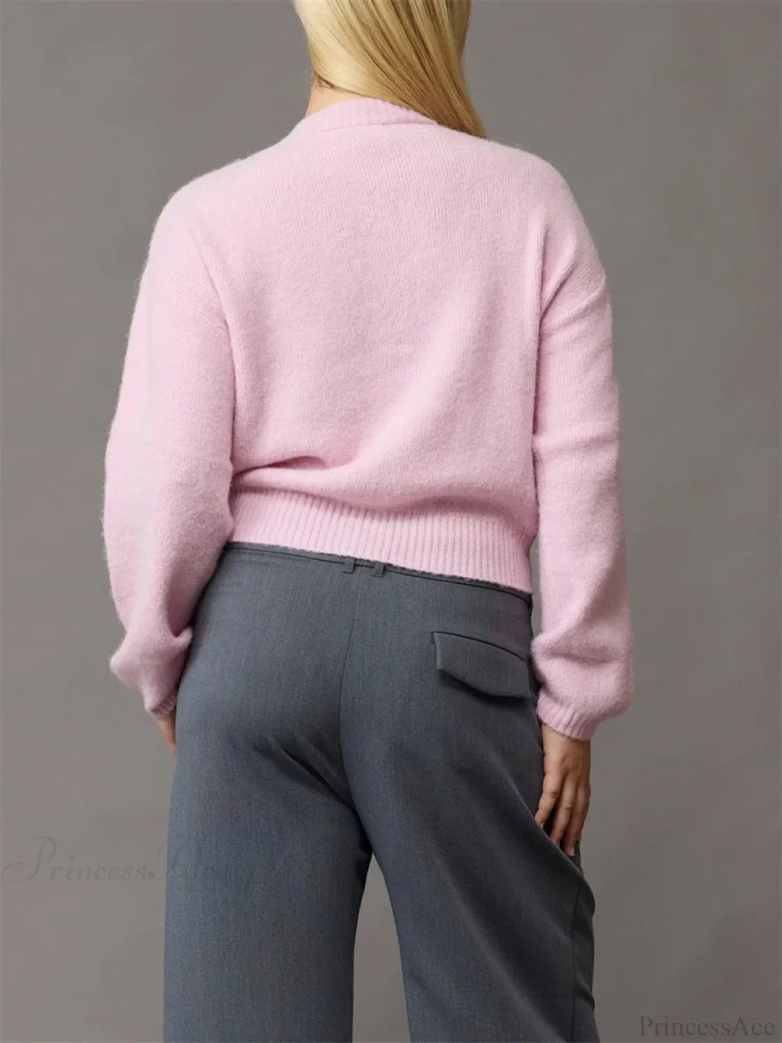 Tie-up Button Solid Knit Cardigan