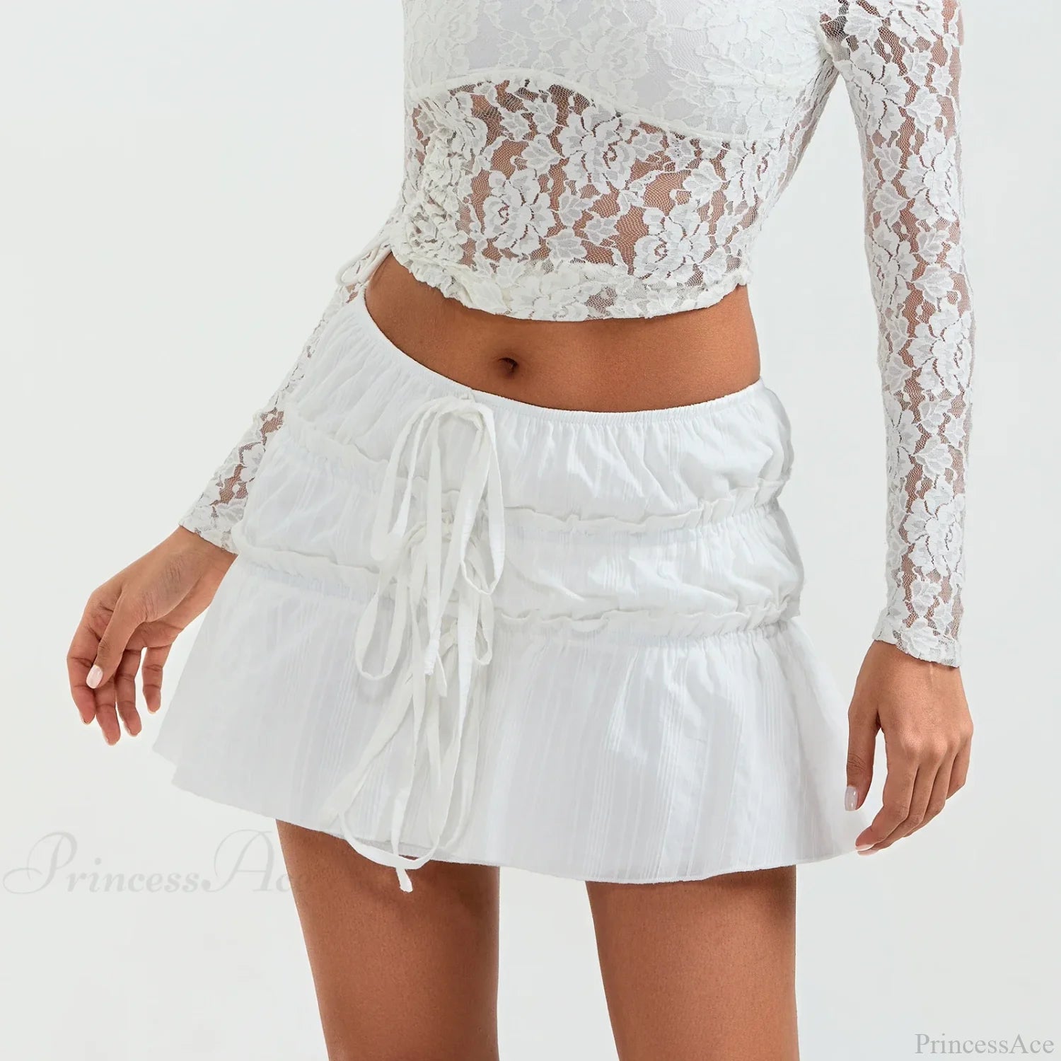 Tie-Up Front Cottage Style Skirt skirts-250223