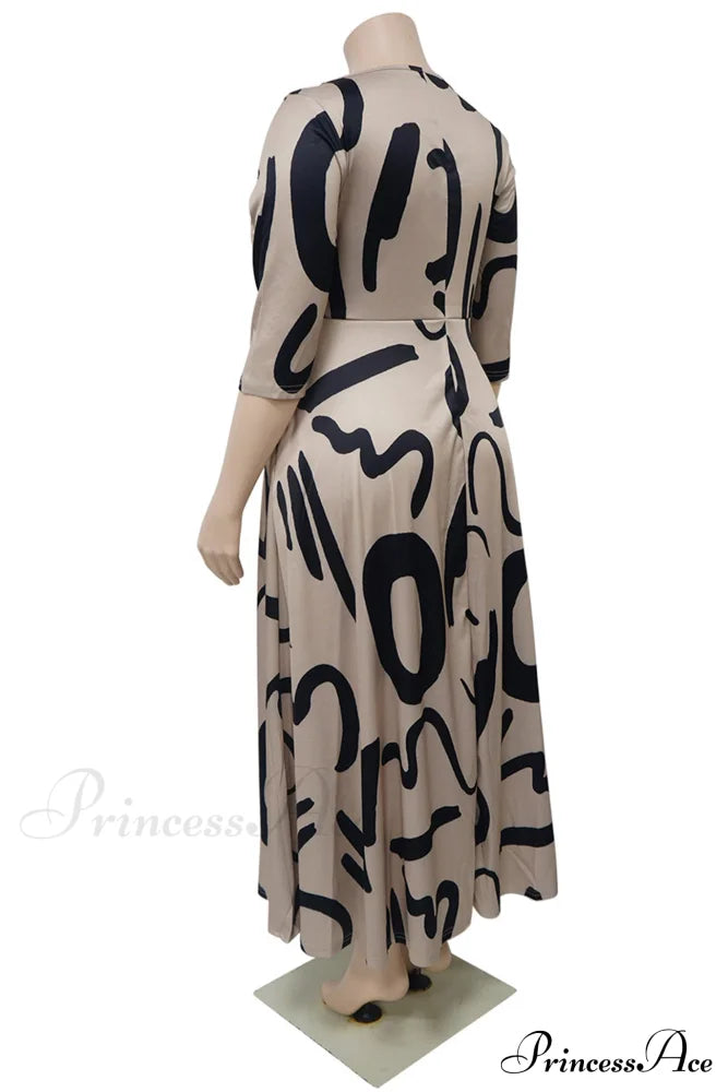 Tie-Waist Dress With Print Maxi Dresses