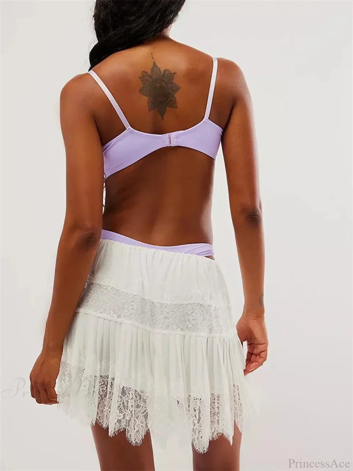 Tiered Lace Mini Pleated Skirt