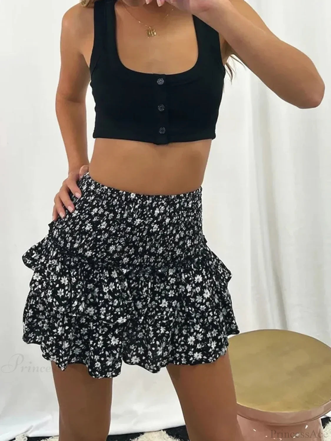 Tiered Ruffled Fairy Style Skirt Black / S skirts-250223