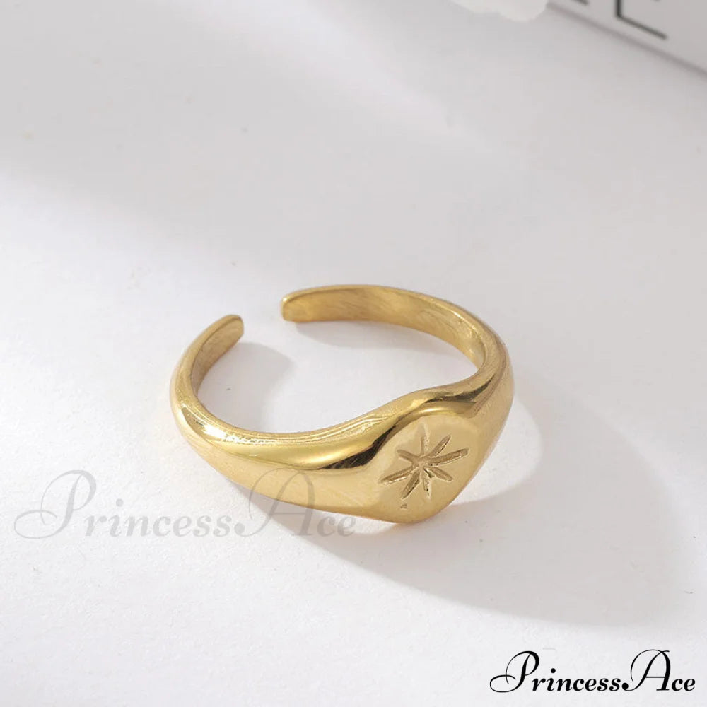 Titanium Steel Gold Plated Eight-Pointed Star Rings