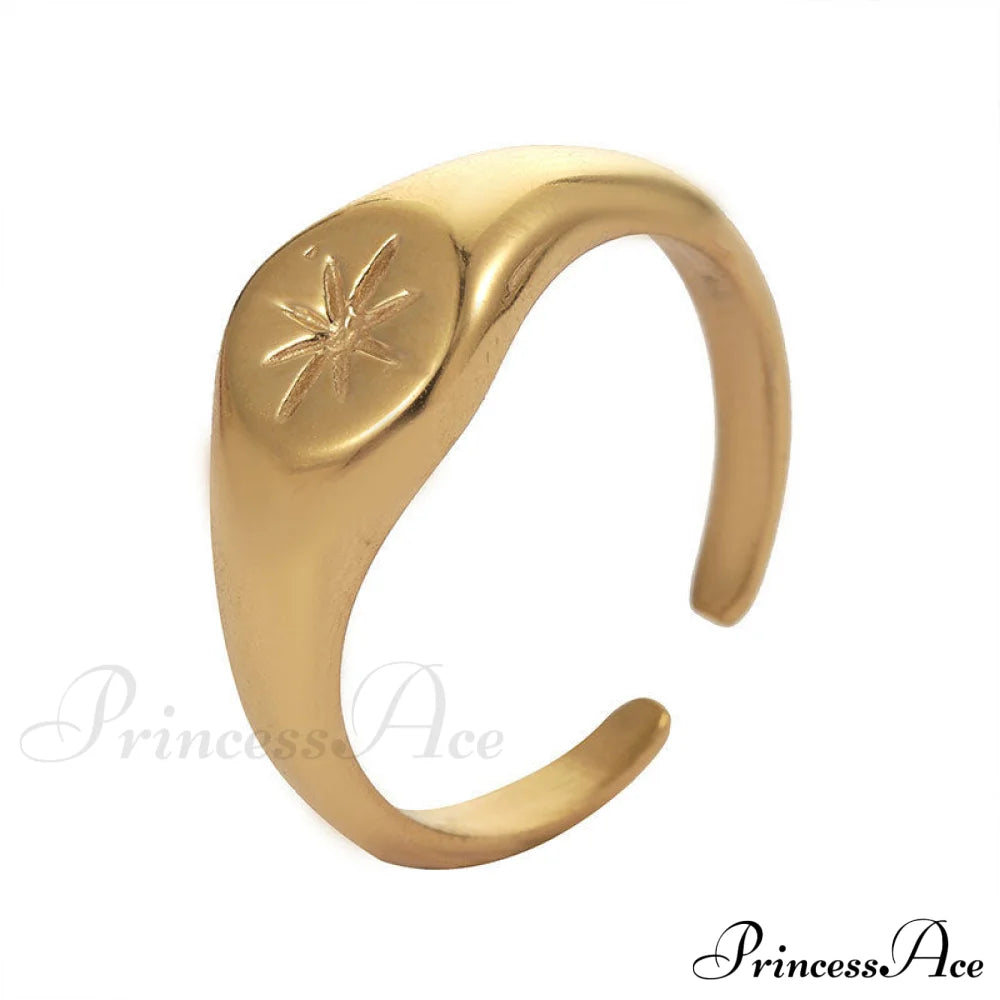 Titanium Steel Gold Plated Eight-Pointed Star Rings