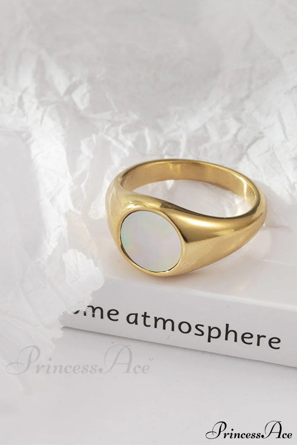 Titanium Steel Natural Opal Closed Rings