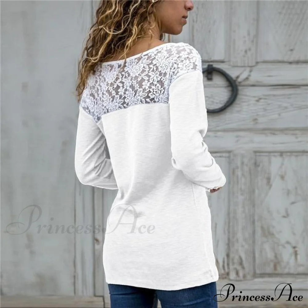 Top For Long-Sleeved Lace Casual Women