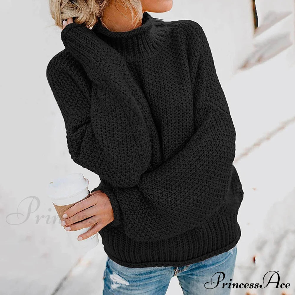 Tops Arm Oversized Knitted Sweater Batwing For Turtleneck Pullover Women