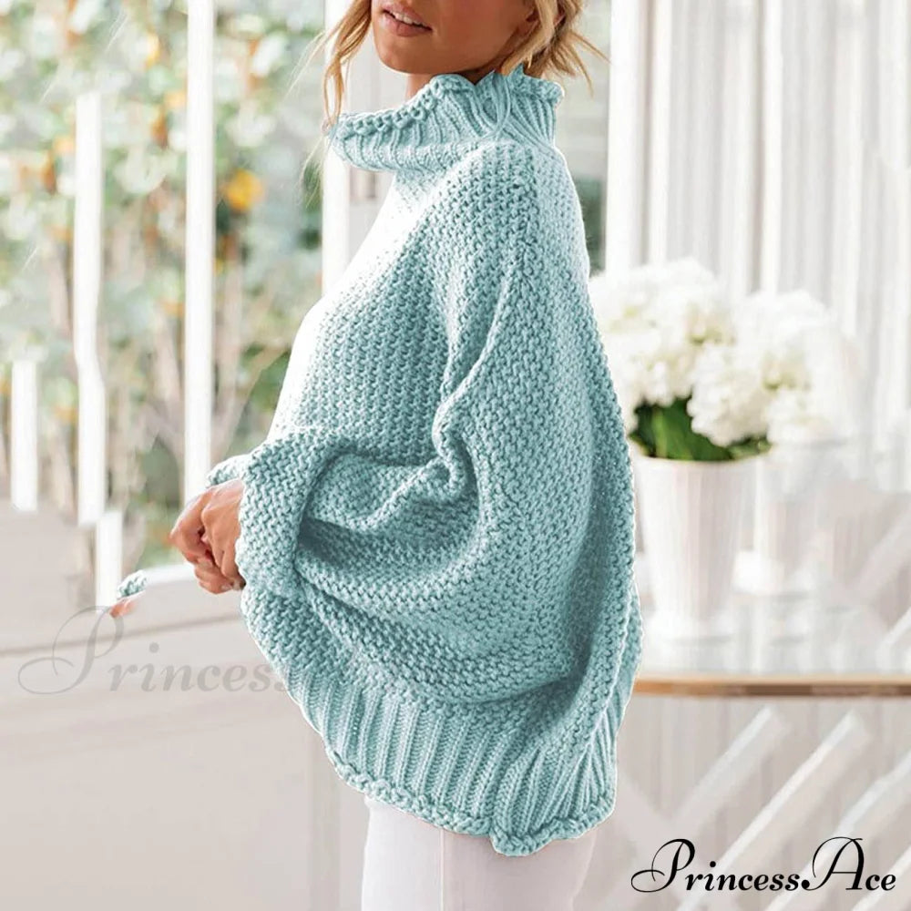 Tops Arm Oversized Knitted Sweater Batwing For Turtleneck Pullover Women