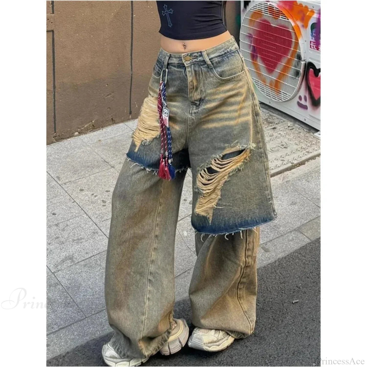 Torn Empty Dark Harajuku Pant Yellow / S