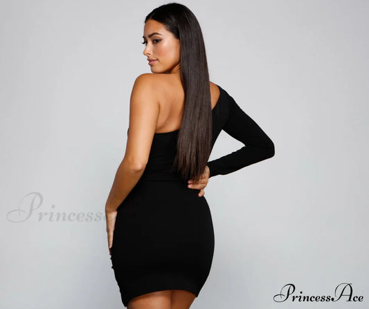 Totally Chic Stylish One-Shoulder Mini Dress Club Dresses